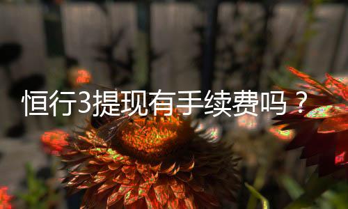 恒行3提现有手续费吗？详解平台提现规则与费用标准