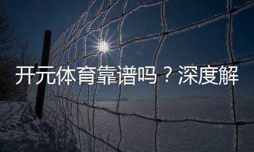 开元体育靠谱吗？深度解析其平台安全性与玩家体验